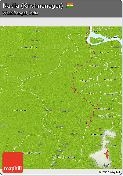Physical 3D Map of Nadia (Krishnanagar)