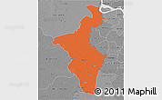 Political 3D Map of Nadia (Krishnanagar), desaturated