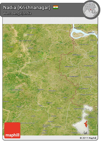 Satellite 3D Map of Nadia (Krishnanagar)