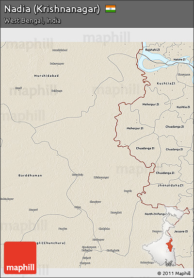 Shaded Relief 3D Map of Nadia (Krishnanagar)
