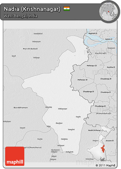 Silver Style 3D Map of Nadia (Krishnanagar)