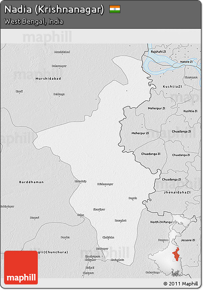 Silver Style 3D Map of Nadia (Krishnanagar)