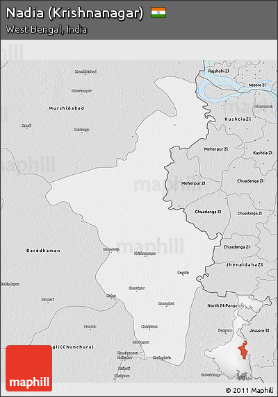 Silver Style 3D Map of Nadia (Krishnanagar)