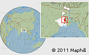 Savanna Style Location Map of Nadia (Krishnanagar), highlighted parent region, hill shading