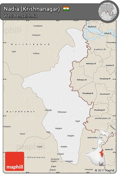 Classic Style Map of Nadia (Krishnanagar)