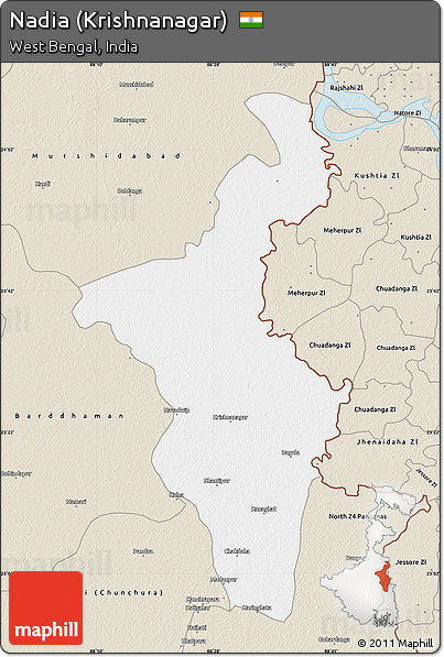 Classic Style Map of Nadia (Krishnanagar)