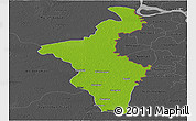 Physical Panoramic Map of Nadia (Krishnanagar), darken, desaturated