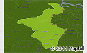 Physical Panoramic Map of Nadia (Krishnanagar), darken