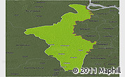 Physical Panoramic Map of Nadia (Krishnanagar), darken, semi-desaturated