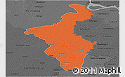 Political Panoramic Map of Nadia (Krishnanagar), darken, desaturated
