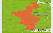 Political Panoramic Map of Nadia (Krishnanagar), physical outside