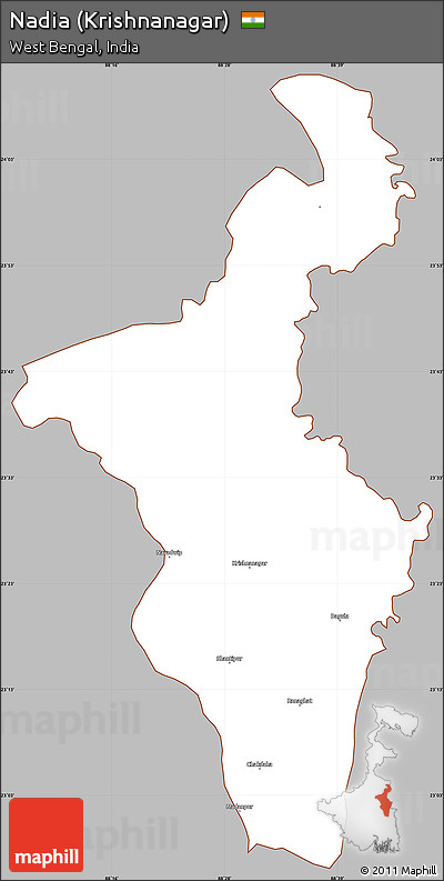 Gray Simple Map of Nadia (Krishnanagar), cropped outside