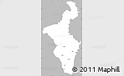 Gray Simple Map of Nadia (Krishnanagar), single color outside