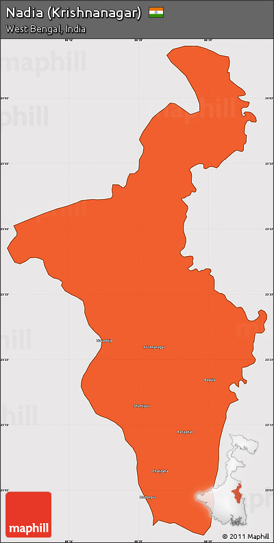 Political Simple Map of Nadia (Krishnanagar), cropped outside