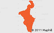 Political Simple Map of Nadia (Krishnanagar), single color outside