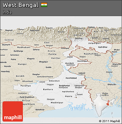 Classic Style Panoramic Map of West Bengal