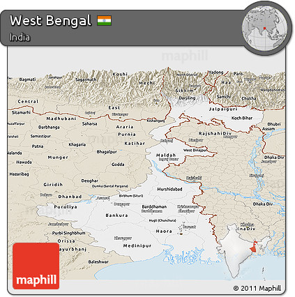 Classic Style Panoramic Map of West Bengal