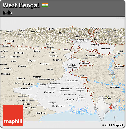 Classic Style Panoramic Map of West Bengal