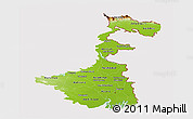 Physical Panoramic Map of West Bengal, cropped outside