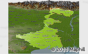 Physical Panoramic Map of West Bengal, darken