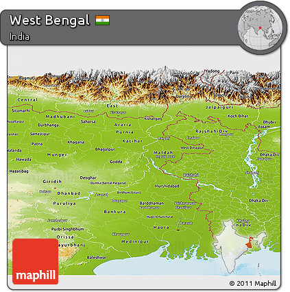 Physical Panoramic Map of West Bengal