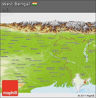Physical Panoramic Map of West Bengal