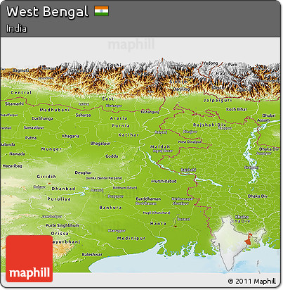 Physical Panoramic Map of West Bengal