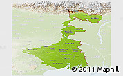 Physical Panoramic Map of West Bengal, lighten