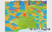 Physical Panoramic Map of West Bengal, political outside