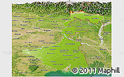 Physical Panoramic Map of West Bengal, satellite outside