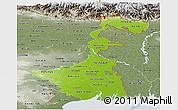 Physical Panoramic Map of West Bengal, semi-desaturated