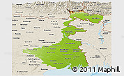 Physical Panoramic Map of West Bengal, shaded relief outside