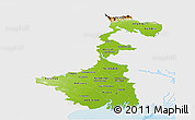 Physical Panoramic Map of West Bengal, single color outside