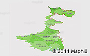 Political Shades Panoramic Map of West Bengal, cropped outside