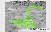 Political Shades Panoramic Map of West Bengal, desaturated