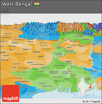 Political Shades Panoramic Map of West Bengal
