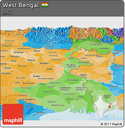 Political Shades Panoramic Map of West Bengal