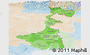 Political Shades Panoramic Map of West Bengal, lighten