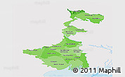 Political Shades Panoramic Map of West Bengal, single color outside