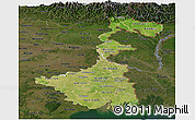 Satellite Panoramic Map of West Bengal, darken