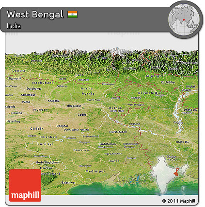 Satellite Panoramic Map of West Bengal