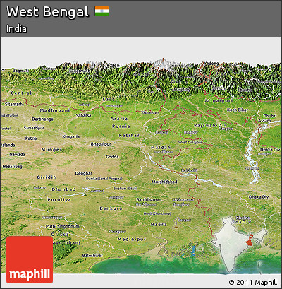 Satellite Panoramic Map of West Bengal