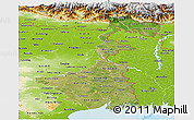 Satellite Panoramic Map of West Bengal, physical outside
