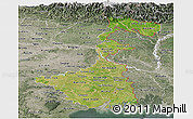 Satellite Panoramic Map of West Bengal, semi-desaturated