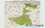 Satellite Panoramic Map of West Bengal, shaded relief outside