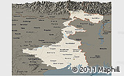 Shaded Relief Panoramic Map of West Bengal, darken