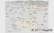 Shaded Relief Panoramic Map of West Bengal, desaturated