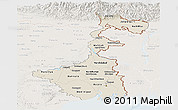 Shaded Relief Panoramic Map of West Bengal, lighten