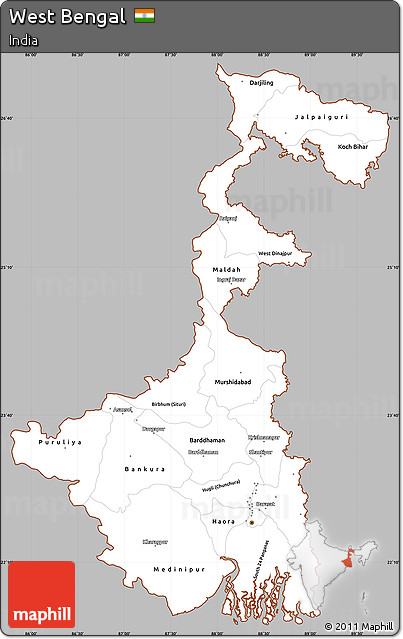 Gray Simple Map of West Bengal, cropped outside