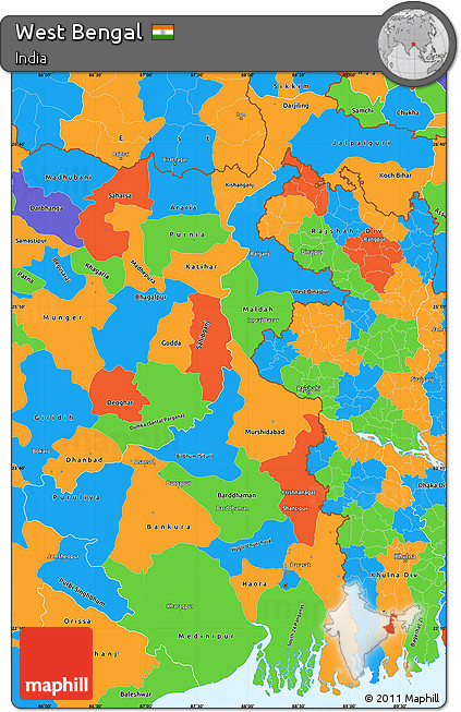 Political Simple Map of West Bengal